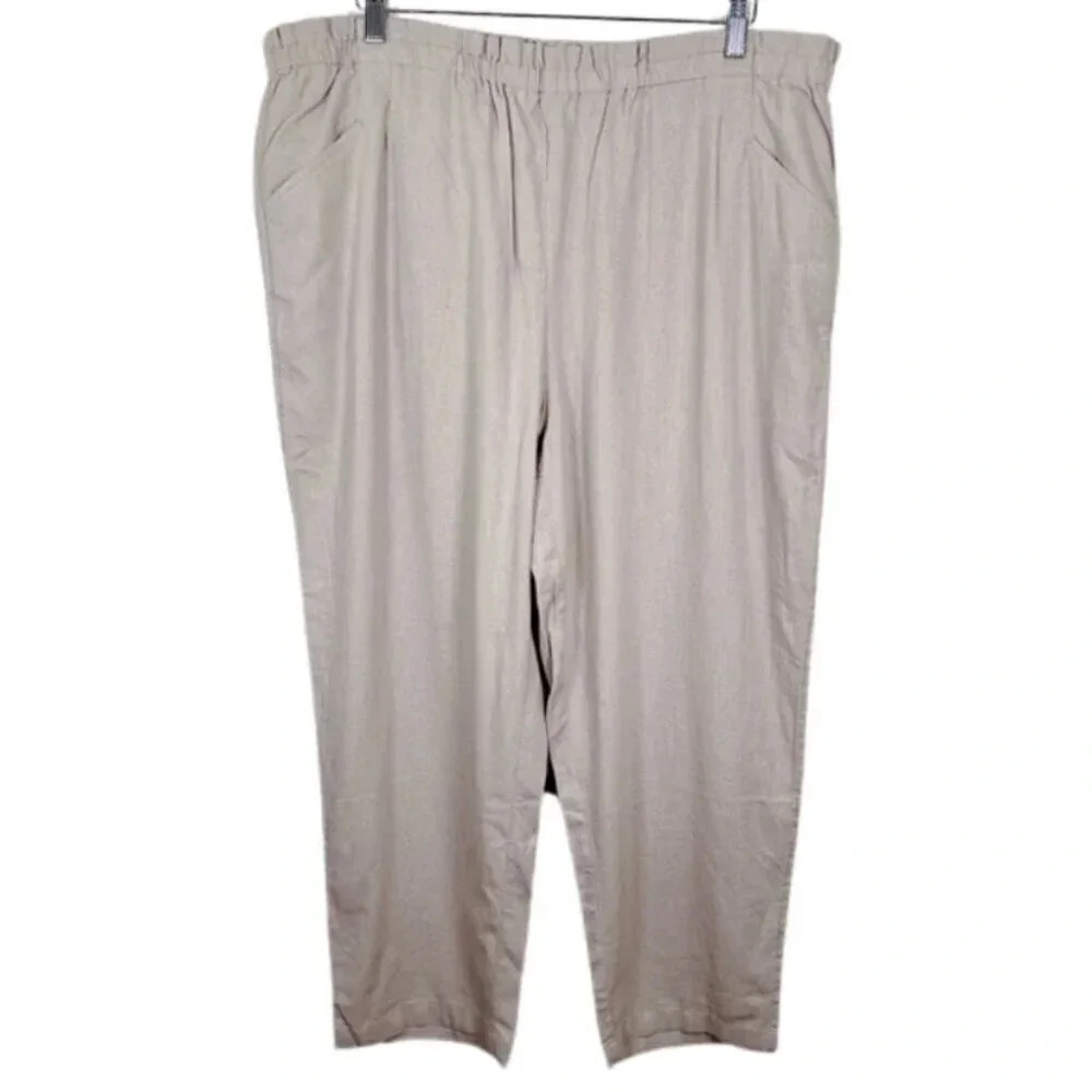 Caslon Womens  Size XXlarge Pull On Linen Blend Beige Trouser